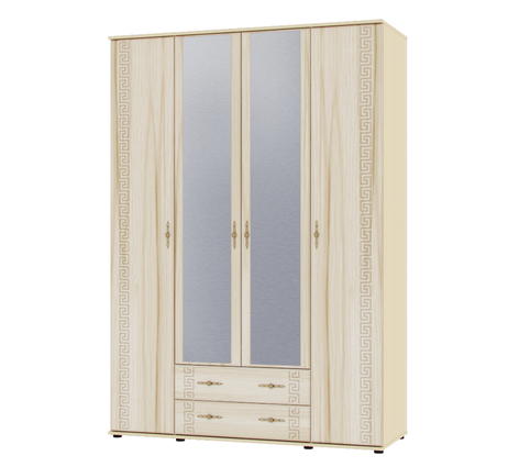 Шкаф для одежды и белья с зеркалом "Оскар" МДФ Капучино
