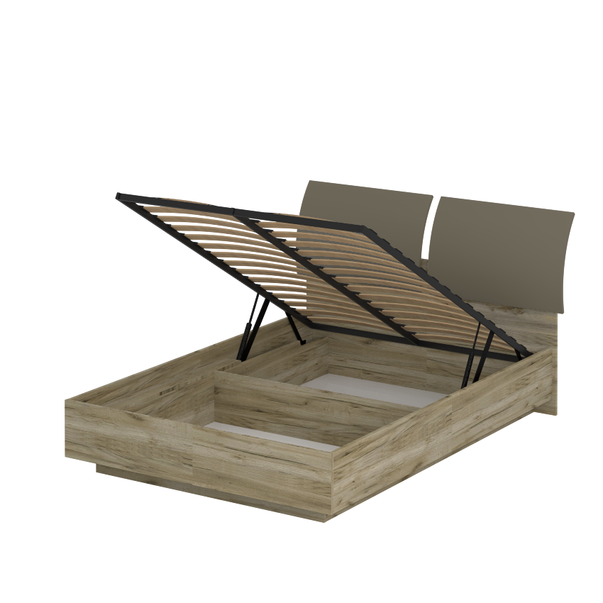 Кровать «АСТИ» двуспальная с подъемным механизмом 1400 (цвет - дуб серый Craft, Базальт) 