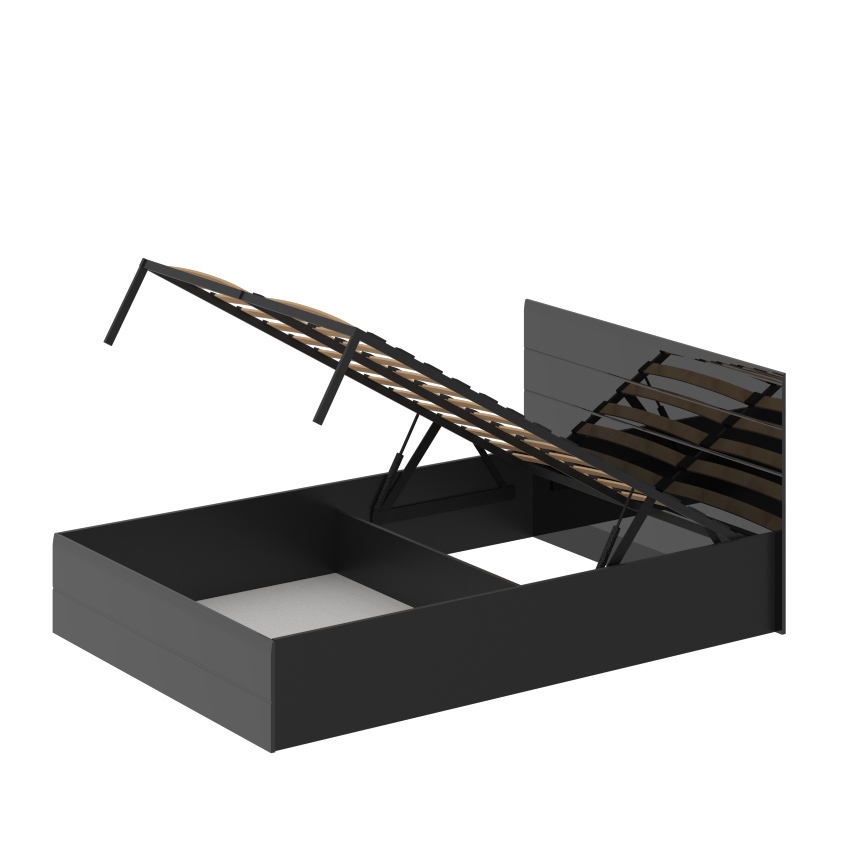 Кровать «ЛАЙТ» двуспальная с подъемным механизмом 1400 (цвет - Черный глянец)