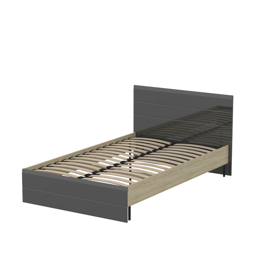Кровать «ЛАЙТ» односпальная 1200 (цвет - Серый глянец)