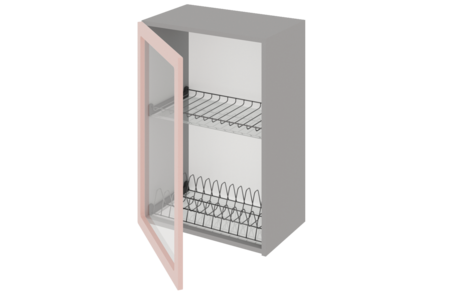 Шкаф средний 400 со стеклом под сушилку с алюминиевой рамкой одностворчатый